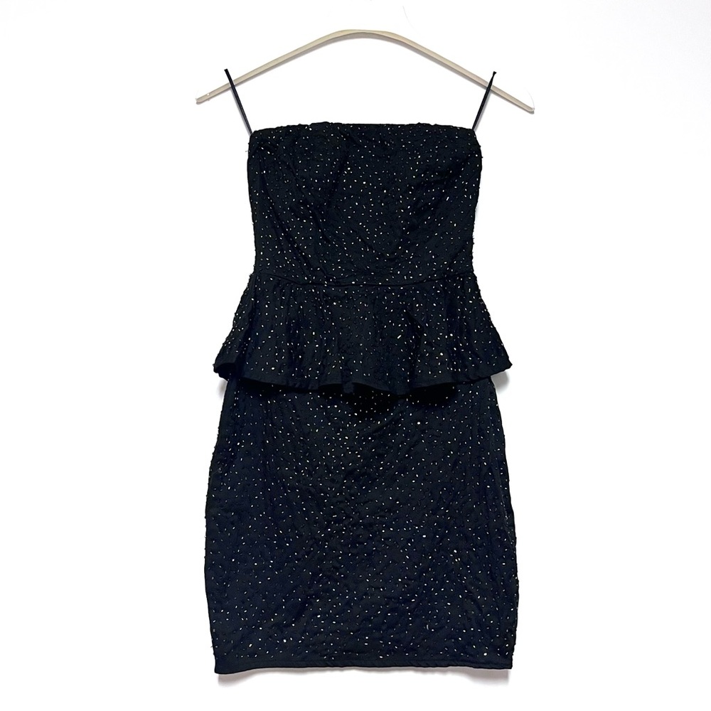 Zara Beaded Strapless Peplum Cocktail LBD Dress Size XS MMXII Collection Black